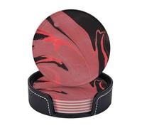 Sottobicchieri in pelle premium con motivo Ombre Simple Art, rosso, rosa e nero - Set da 6 con supporto, eleganti sottobicchieri per bevande per cucina, caffè e arredamento per la casa