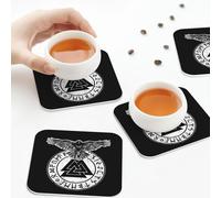 Sottobicchieri in pelle PU, set di 6 sottobicchieri in pelle vichinghi con il dio dei martelli Odino per bevande, quadrati