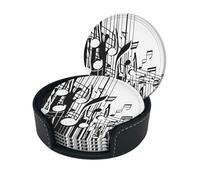 Sottobicchieri in pelle stampata con note musicali (confezione da 6) - Tappetino per bevande resistente al calore per la casa e l'ufficio