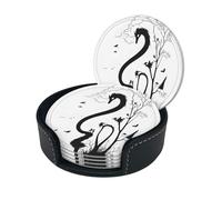 Sottobicchieri in pelle stampata con note musicali nere (confezione da 6) - Tappetino per bevande resistente al calore per la casa e l'ufficio