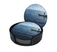 Sottobicchieri in pelle stampati con nave da crociera (confezione da 6) - Tappetino per bevande resistente al calore per la casa e l'ufficio