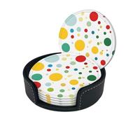 Sottobicchieri in pelle stampati Twister Polka Dots (confezione da 6) - Tappetino per bevande resistente al calore per la casa e l'ufficio