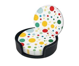 Sottobicchieri in pelle stampati Twister Polka Dots (confezione da 6) - Tappetino per bevande resistente al calore per la casa e l'ufficio