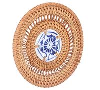 Sottobicchieri in Rattan Fatti a Mano Sottopentola Rotondo Intrecciato in Paglia per Tazza da tè, Piastra in Vimini Resistente Al Calore per Pentole e Padelle Calde, (10 cm)