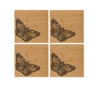 Sottobicchieri in rovere massello a farfalla - quadrati 10 cm - set di 4