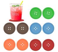 Sottobicchieri in silicone per bevande, 10 pezzi, a forma di bottone, con scanalatura profonda e antiscivolo