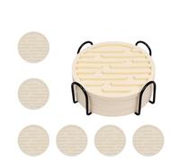 Sottobicchieri In Silicone Per Bevande, Con Superficie Scanalata, 6 Pezzi Supporto Metallico, Antiscivolo Per Caffè Birra Tazza Bicchiere Vino Casa(Ivory,6-Piece Set)