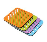 Sottobicchieri in silicone, Set di tappetini isolanti termici in silicone e lega for tavolo da pranzo rotondo, for pentole, ciotole, piatti, tovagliette - Blu(Square Four color Mixed (4 Pieces))