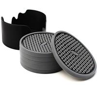 Sottobicchieri in silicone, sottobicchiere per bevande Sottobicchiere assorbente con scanalature profonde per proteggere i mobili dai danni, grande tappetino per tazza da 4 pollici, set di 6 (grigio)