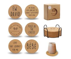 Sottobicchieri in sughero per bevande, design unico Schitt's Creek Merchandise Idee regalo Ew David Rose Apothecary Citazioni di compleanno e regalo di casa