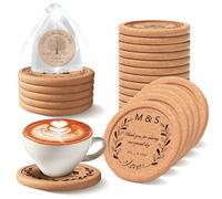 Sottobicchieri in sughero personalizzati - stemmi della squadra incisi al laser, ideali per matrimoni, anniversari o riunioni di famiglia. (Wooden Cork Pad - Round with Edging)