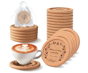 Sottobicchieri in sughero personalizzati - stemmi della squadra incisi al laser, ideali per matrimoni, anniversari o riunioni di famiglia. (Wooden Cork Pad - Round with Edging)