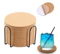 Sottobicchieri in sughero rotondi, 50 sottobicchieri in sughero, diametro 10 x 0,2 cm, con supporto in metallo, sottobicchieri riutilizzabili assorbenti, set di sottobicchieri in vetro per casa,