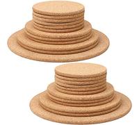 Sottobicchieri in sughero, sottopentola in legno, per bevande spesse, rotonde, assorbenti, in sughero, per bicchieri da vino, casa, bar, cucina, ristorante, caffetteria, forniture per feste di nozze, spessore 1/4", 4 misure (24 pezzi)