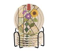 Sottobicchieri in vetro con lettera K a forma di fiore, per ufficio e supporto, set di 6 sottobicchieri per oggetti decorativi per la casa