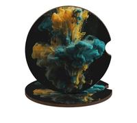 Sottobicchieri liquidi colorati per auto, confezione da 2, universali, antiscivolo, con base in sughero e intaglio per le dita, accessori per auto per donne e uomini