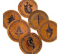 Sottobicchieri LOTR Il sìgnorè deglì anellì effetto legno, 8 Pezzi, hobbit, romanzo, per tè, poggia bustine, bevande, colazione, birra, bambini, idee regalo, film, gadget
