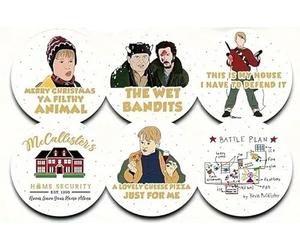 Sottobicchieri Mamma ho perso l'aèreo Home Alone, 6 Pezzi in legno sottile, per tè, poggia bustine, bevande, colazione, birra, bambini, idee regalo, film, gadget anni 90