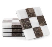 Sottobicchieri Marmo Set da 4, White & Oceanic, Quadrati 10 cm | Sottobicchieri quadrati in pietra naturale fatti a mano, motivo a scacchi, base in feltro antiscivolo, decoro elegante casa