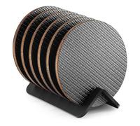 Sottobicchieri moderni per bevande con supporto, 6 sottobicchieri in carbonio di alta qualità con elegante design geometrico, proteggono i mobili, confezione regalo di lusso (grigio