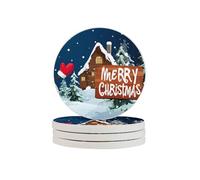 Sottobicchieri natalizi con pupazzo di neve Merry Christmas assorbenti in diatomite ad asciugatura rapida tappetino per bevande tazze rotonde Pad per tavolo bar decorazione domestica