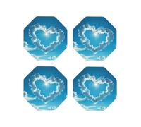 Sottobicchieri ottagonali in pelle, set di 4 sottobicchieri leggeri a forma di cuore, per scrivania, anti-scottature, per decorare la tavola dell'ufficio