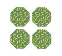 Sottobicchieri ottagonali in pelle, set di 4 sottobicchieri leggeri gialli maturi a forma di banana, per scrivania, anti-scottature, per decorare la tavola dell'ufficio