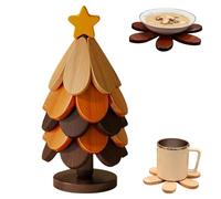 Sottobicchieri per albero di Natale - Sottobicchieri pieghevoli da 5 pezzi, sottobicchieris resistenti al calore con supporto | Protezione della superficie | caldi Pentole Padelle Ciotole Teier