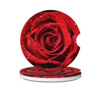 Sottobicchieri Per Auto 6.5Cm, Blooming Red Roses Petals Universali Sottobicchieri Auto Anti-Polvere Sottobicchiere Per Portabicchieri Da Auto Per Casa Suv,2 Pezzi