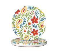 Sottobicchieri Per Auto 6.5Cm, Bohemian Pai-Sley Rustic Flower Universali Sottobicchieri Auto Antiscivolo Sottobicchiere Per Portabicchieri Da Auto Per Camion Uomini,2 Pezzi