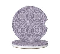 Sottobicchieri Per Auto 6.5Cm, Boho Pai-Sley Ethnic Flower Purple Universali Sottobicchieri Da Auto Resistente Sottobicchiere Per Portabicchieri Da Auto Per Camion Casa,2 Pezzi