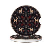Sottobicchieri Per Auto 6.5Cm, Christmas Deer Black Universali Sottobicchieri Per Portabicchieri Antiscivolo Sottobicchieri Auto Portabicchieri Per Donne Caffè,2 Pezzi