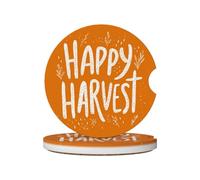 Sottobicchieri Per Auto 6.5Cm, Happy Harvest On Orange Universali Sottobicchieri Da Auto Antiscivolo Tappetini Per Portabicchieri Per Uomini Casa,2 Pezzi