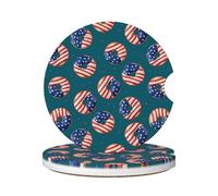 Sottobicchieri Per Auto 6.5Cm, Us Flag Donuts Teal Universali Sottobicchieri Per Portabicchieri Protettivi Tappetini Per Portabicchieri Per Uomini Donne,2 Pezzi