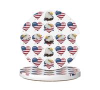 Sottobicchieri Per Auto 6.5Cm, Us Flag Heart Eagle Universali Sottobicchieri Portabicchieri Per Auto Anti-Polvere Sottobicchieri Per Bevande Per Casa Camion,2 Pezzi