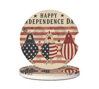 Sottobicchieri Per Auto 6.5Cm, Vintage Chickens Us Flag Fireworks Stars Universali Sottobicchieri Per Portabicchieri Anti-Polvere Tappetini Per Bevande Per Casa Donne,2 Pezzi