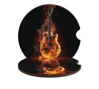 Sottobicchieri per auto a forma di chitarra antincendio, confezione da 2, universali, antiscivolo, con base in sughero e intaglio per le dita, accessori per auto per donne e uomini