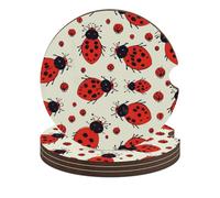Sottobicchieri per auto a forma di coccinella rossa, 6,6 cm, 4 pezzi, antiscivolo, universali, per portabicchieri, set di accessori per interni dell'auto, unisex