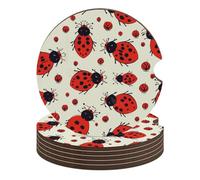 Sottobicchieri per auto a forma di coccinella rossa, 6 pezzi, antiscivolo, universali, per portabicchieri, set di accessori per interni dell'auto, unisex
