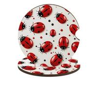 Sottobicchieri per auto a forma di coccinella rossa, confezione da 2 sottobicchieri universali antiscivolo, simpatici sottobicchieri creativi, 6,6 cm, accessori interni auto