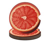 Sottobicchieri per auto a forma di fetta di pompelmo rosa maturo, antiscivolo, con incavo per le dita per una facile rimozione, in legno resistente al calore, squisiti sottobicchieri per auto.