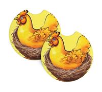 Sottobicchieri per auto a forma di gallina dorata, confezione da 2 sottobicchieri universali per auto, accessori per interni auto, 2,7 pollici e (circa 6,9 cm).