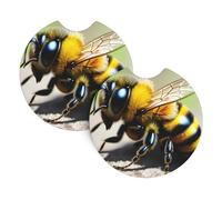 Sottobicchieri per auto a forma di piccola ape, confezione da 2 sottobicchieri universali per auto, accessori per interni auto, 2,7 pollici, e (circa 6,9 cm).