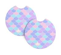 Sottobicchieri per auto a forma di sirena, confezione da 2 sottobicchieri universali per auto, accessori per interni auto, 6,9 cm