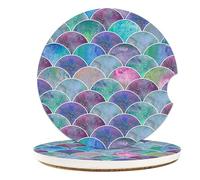 Sottobicchieri per auto a forma di sirena per portabicchieri, accessori per auto, confezione da 2 sottobicchieri assorbenti in ceramica per portabicchieri per bevande, per donne e uomini, antiscivolo