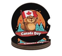 Sottobicchieri per auto a forma di ta per il Canada Day, da 2,6 pollici, portabicchieri in legno con tappetino in sughero, 4 pezzi