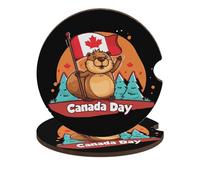 Sottobicchieri per auto a forma di ta per il Canada Day, da 2,6 pollici, portabicchieri in legno con tappetino in sughero, 2 pezzi