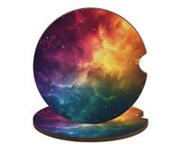 Sottobicchieri per auto a tema galassia colorata arcobaleno, 2 portabicchieri con base antiscivolo, accessori per auto per la maggior parte dei veicoli.
