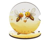 Sottobicchieri per auto Bee Love Honey, confezione da 2, antiscivolo, universali, resistenti al calore, con apertura circolare da 2,6", con intaglio per le dita, base in sughero, per donne e uomini