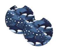Sottobicchieri per auto con balena assassina blu, confezione da 2 sottobicchieri universali per auto, accessori per interni auto, 2,7 pollici, e (circa 6,9 cm).